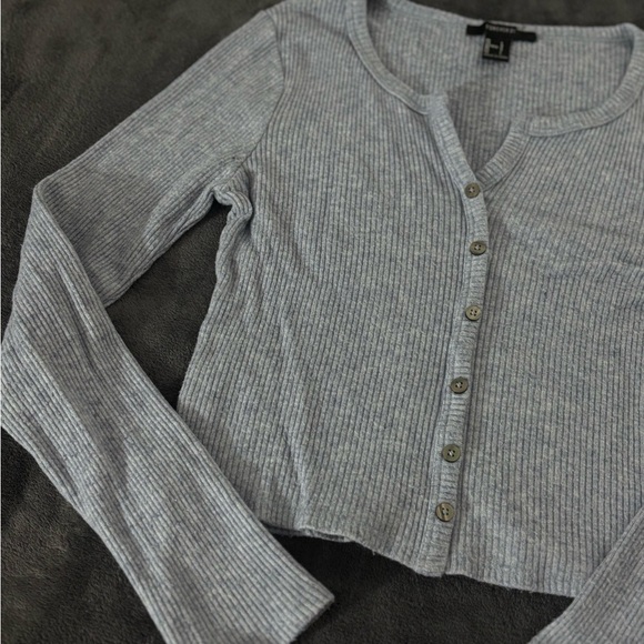 Blue  Button-Up Cardigan - Picture 4 of 4